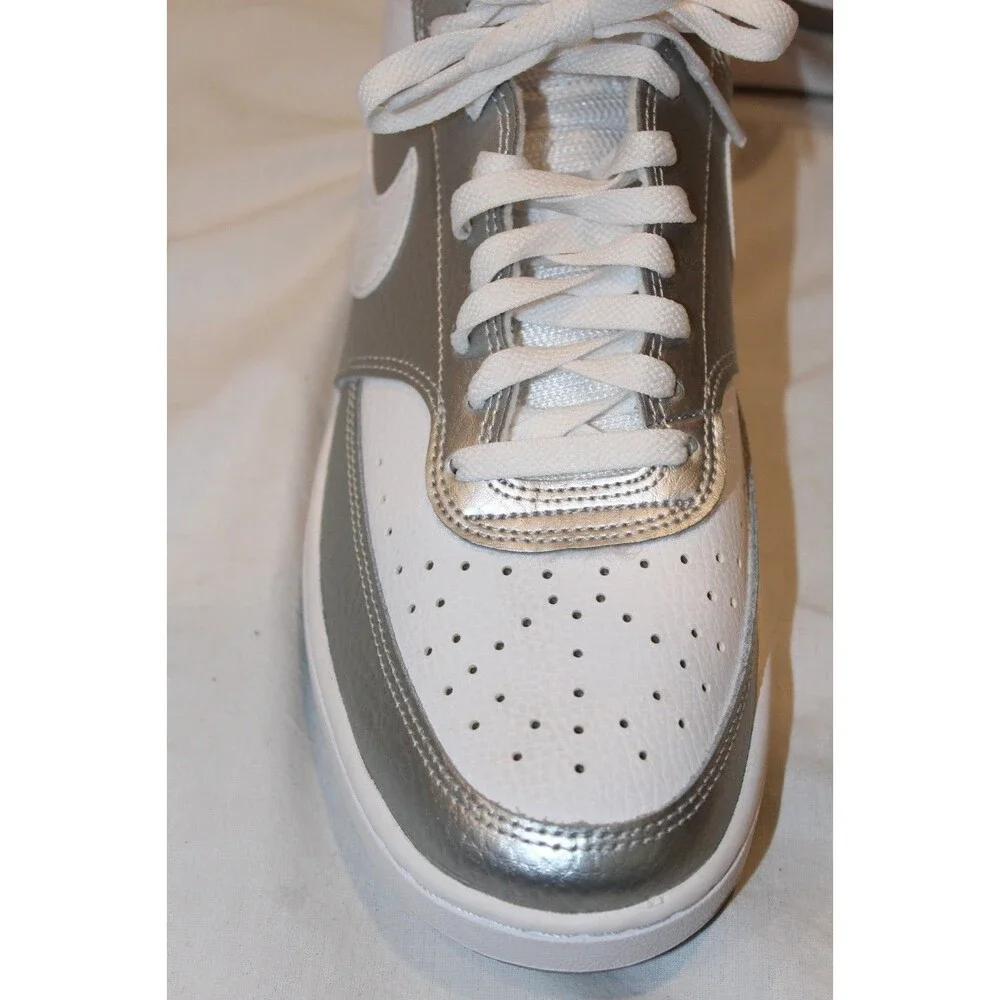 Nike‎ Court Vision Mid Men's Basketball Shoes WHITE SILVER NWOB SZ 11